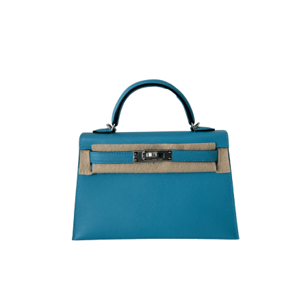 Hermès Mini Kelly 20 Bleu du Nord Madame PHW