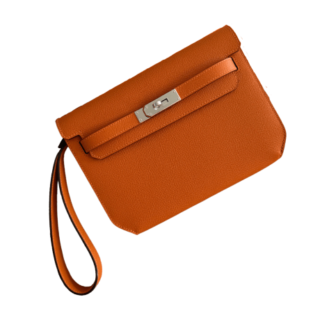 Hermès Kelly Depeches 25 HSS Orange/Craie Epsom PHW