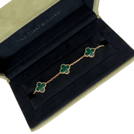Van Cleef & Arpels Vintage Alhambra Bracelet 5 motifs Malachite