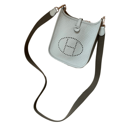 Hermès Mini Evelyne 16 Bleu Pale/Gris Etain Taurillon PHW