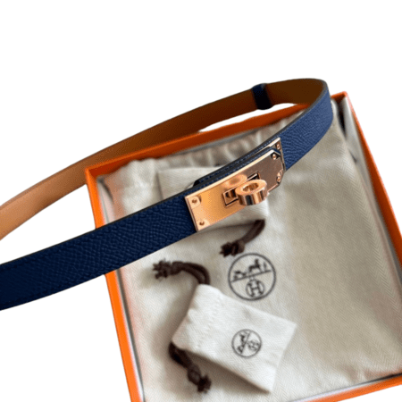 Hermès Kelly Belt Bleu Sapphire RGHW