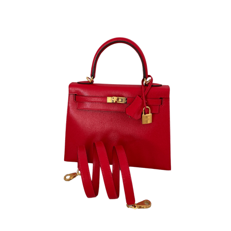 Hermès Kelly 25 Rouge de Coeur Chèvre GHW