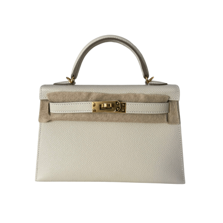 Hermès Mini Kelly 20 Craie Epsom GHW